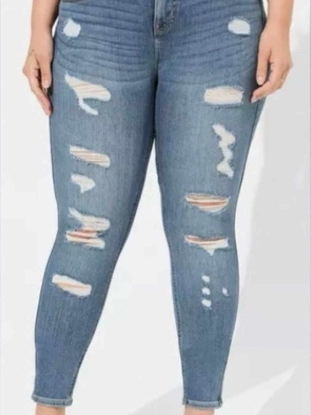 torrid Light Blue Ripped Skinny Jeans